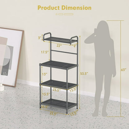 Kepooman Kitchen Bakers Rack, Coffee Bar Station, Microwave Oven Stand,Storage Shelves,4-Tier Baker’s Rack Stand Shelves Kitchen Storage Rack Organizer