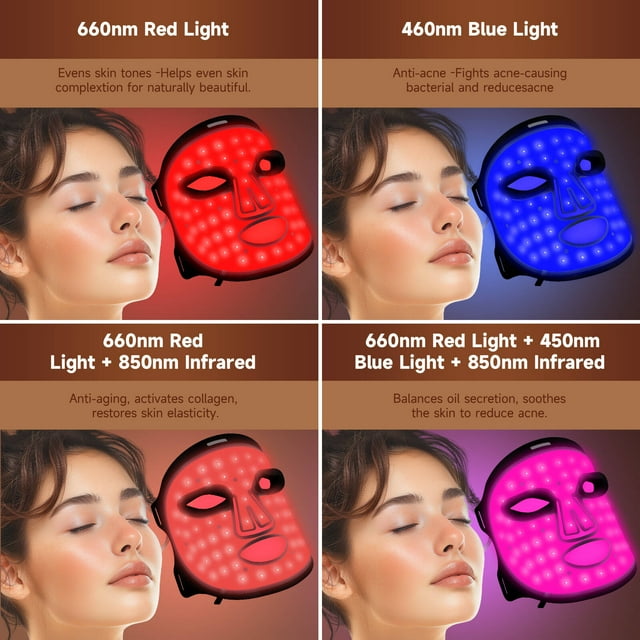Morfone Red Light Therapy for Face, 4 Modes Led Face Mask Light Therapy with Remote, Portable Light Therapy Mask for Skin Care at Home, Travel