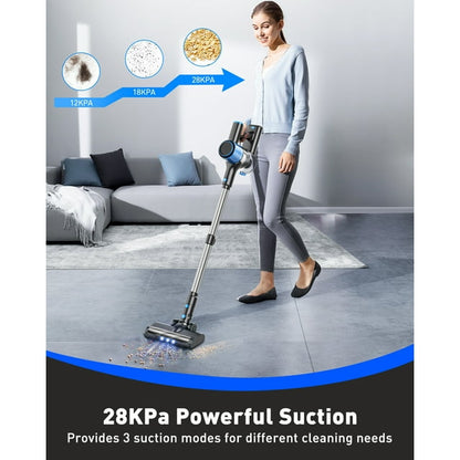 Cocbny Cordless Vacuum Cleaner, 28Kpa 8 in 1 Lightweight Stick Vacuum for Carpet Floor Pet Hair A27, Blue