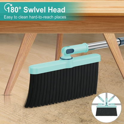 MYSPRI Broom and Dustpan Set for Home, Stand up Broom and Dust Pan Combo Set with Long Handle for Kitchen Office Floor Cleaning