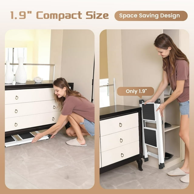 2 Step Ladder,Folding Step Stool for Adults