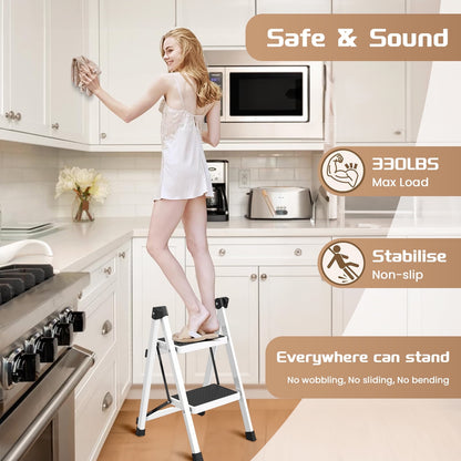 2 Step Ladder,Folding Step Stool for Adults