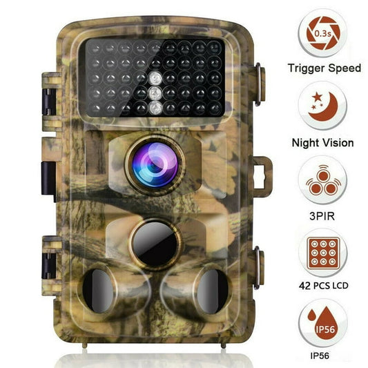 CAMPARK Trail Camera 4K 42MP Game Hunting Deer Wildlife Camera with Waterproof 3 PIR Night Vision Motion Activated