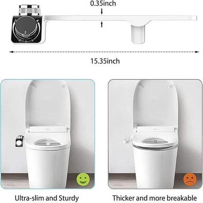 Bidet Attachment for Toilet Seat, Hot and Cold Water Bidet Toilet Seat Attachment, Non-Electric Bidet with Dual Nozzle, Adjustable Water Pressure, Rear and Feminine Wash