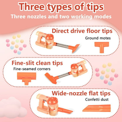 Toy Vacuum Cleaner,Toddler Vacuum Cleaner,4 in 1 Kids Cleaning Set,Kids Working Toy Vacuum Cleaner with Real Suction,Pink,Gift for Girls Age 4-8