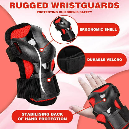 Kids Protective Gear Set Knee Pads for Kids 3-14 Years Toddler Knee and Elbow Pads with Wrist Guards 3 in 1 for Skating Cycling Bike Rollerblading Scooter- Red