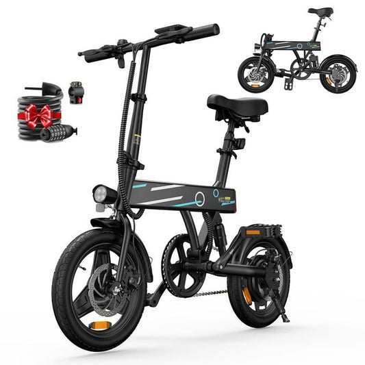 iSinwheel EB1-Pro 14″tirs 500W Motor Foldable Electric Bike ,Max speed 20mph,25-Mile Range,36V7.8Ah Battery,commuter e-bike,UL2849,Black